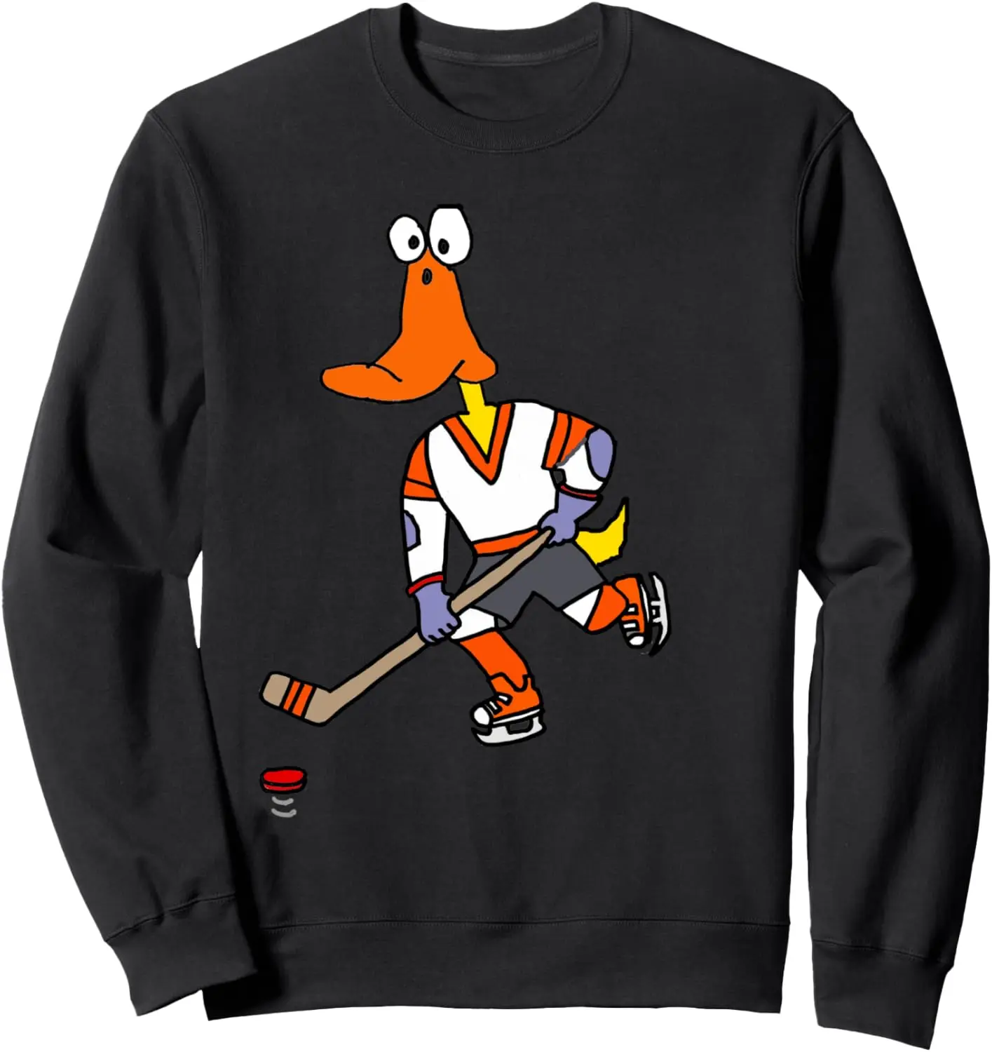 SmileteesSports Funny Duck Playing ice Hockey Cartoon Sweatshirt