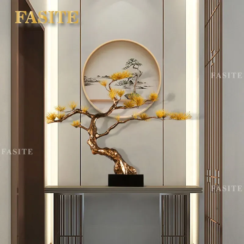 For Wrought Iron Pine Tree Welcome Floor Ornament New Chinese Style Entrance Hotel Lobby High End Tea House Living Room Soft