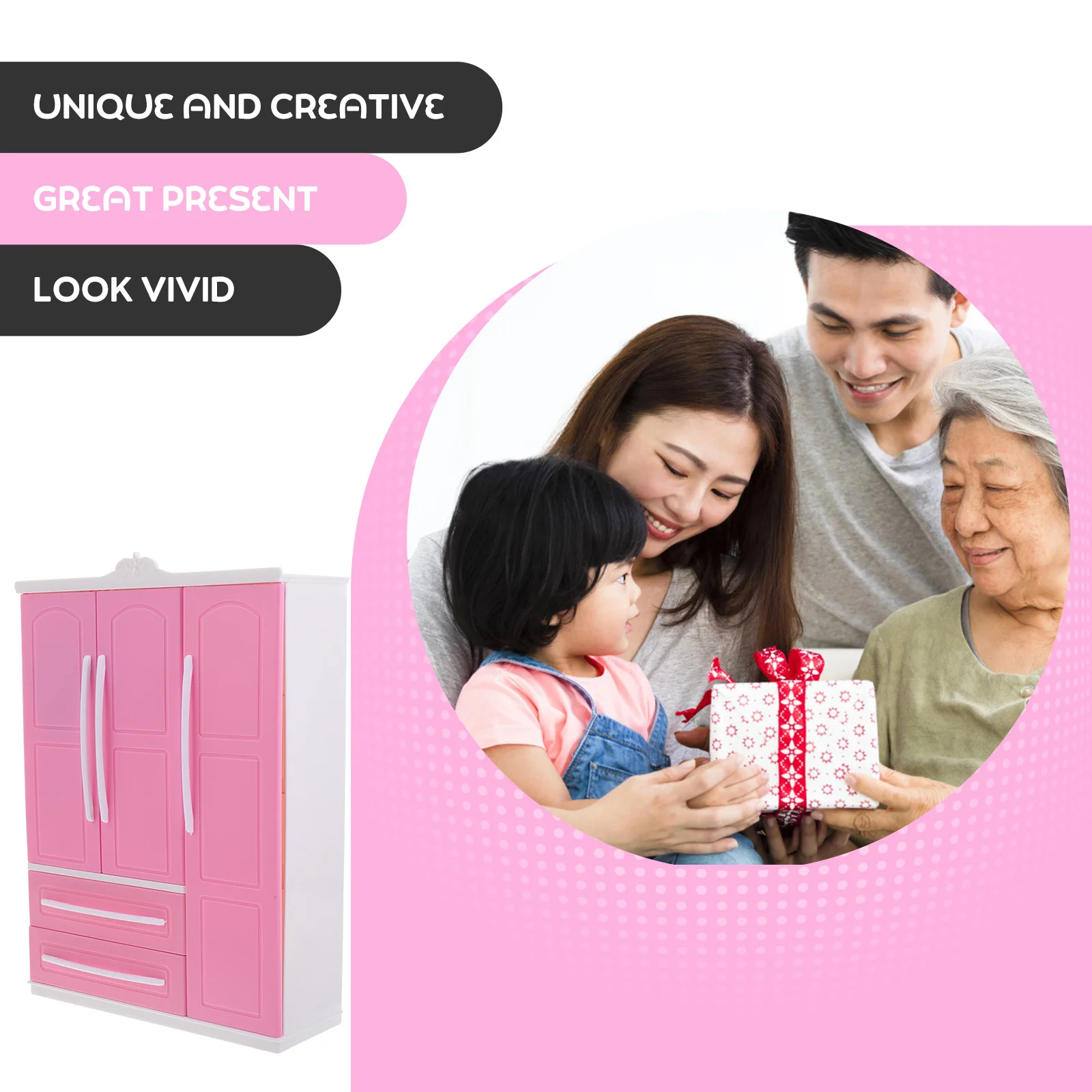 옷걸이와 선반이 있는 인형의 집용 미니어처 옷장 대용량 의류 보관함 어린이 놀이방 장식
