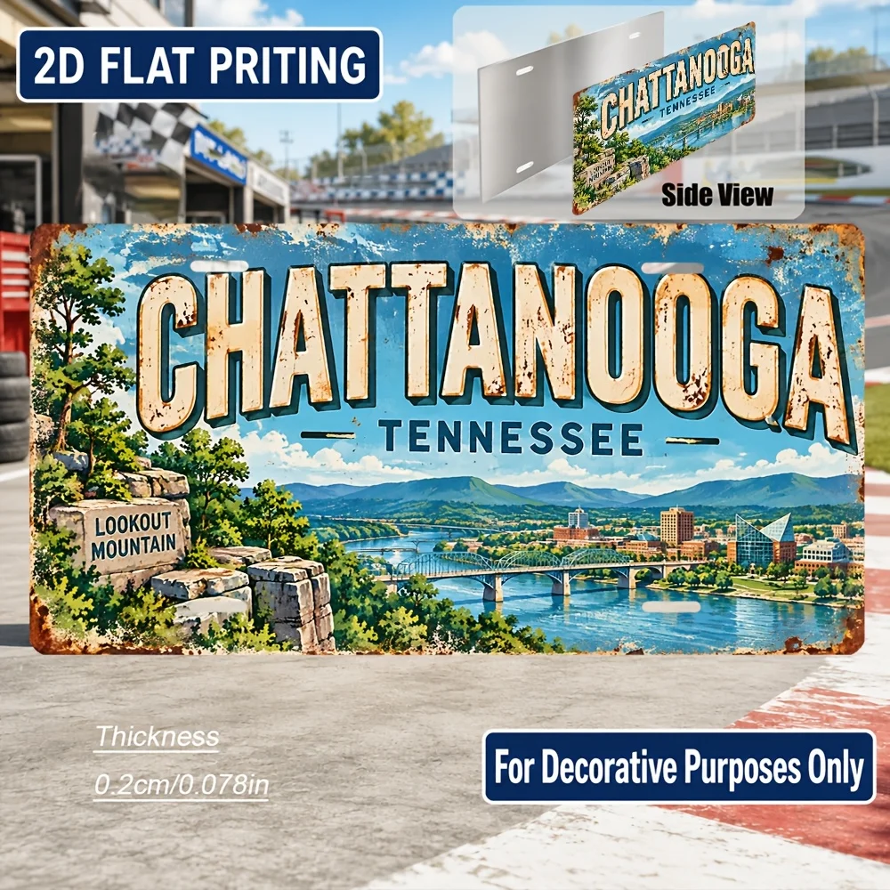 2D Flat, [2D Flat] 2D Flat, 1pc, Chattanooga-themed Vintage Sign, for Decorative Use Only, Home Decor, Birthday Gift, Vintage