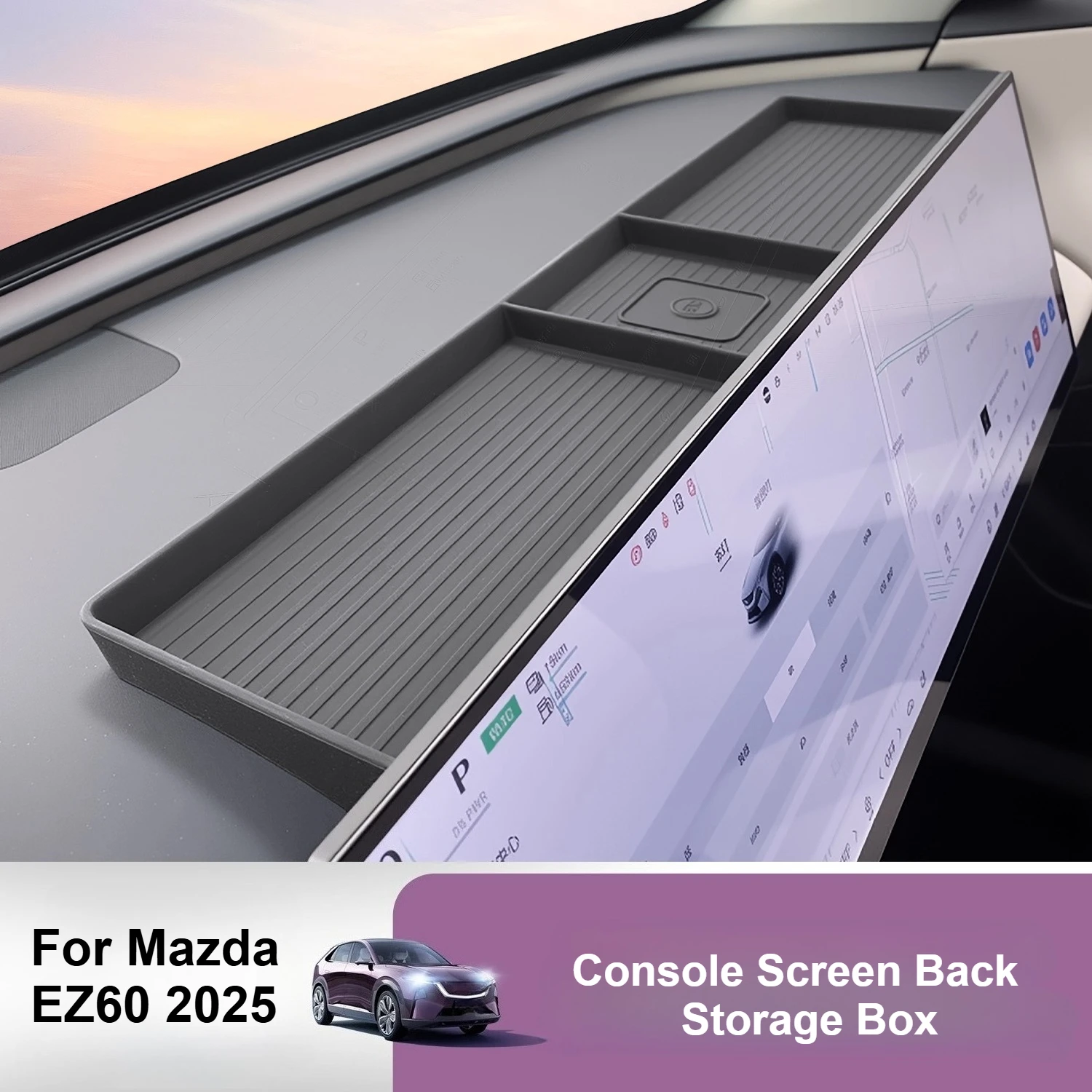 

For Mazda EZ60 2025 2026 Console Screen Back Storage Box Silicone Waterproof Control Organzier Tray Tissue Box Accessories