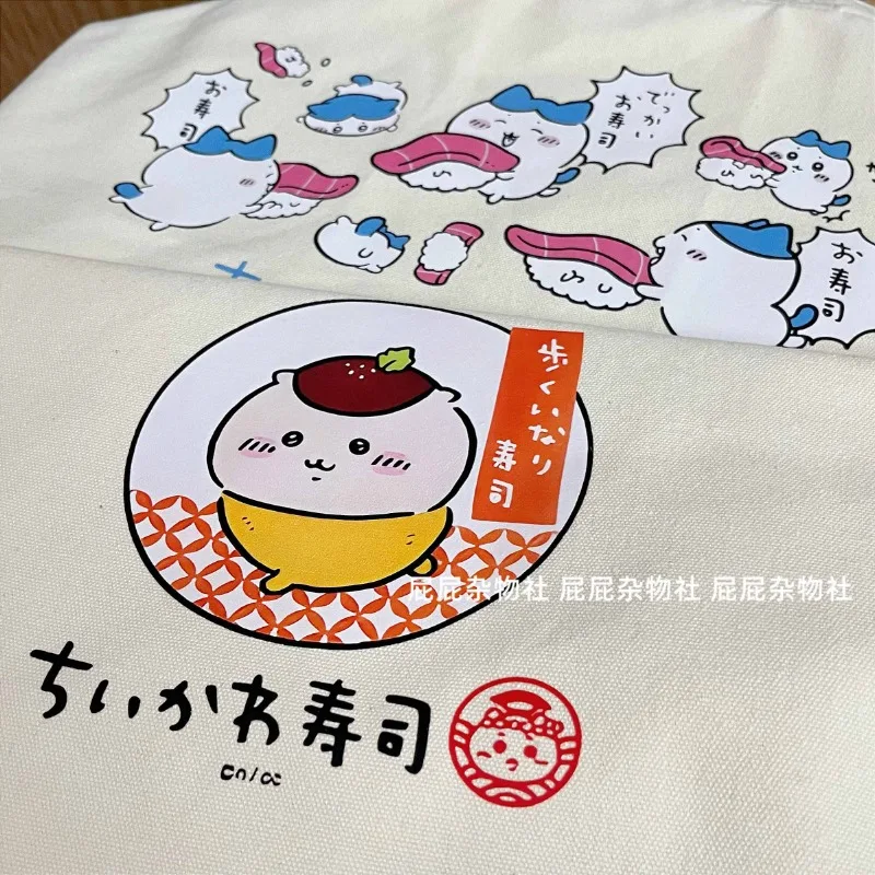 Cute Cartoon Chikawa Sushi Series Portable Shoulder Bag Hachiware Anime Kawaii Large Capacity Canvas Eco-Friendly Shopping Bag