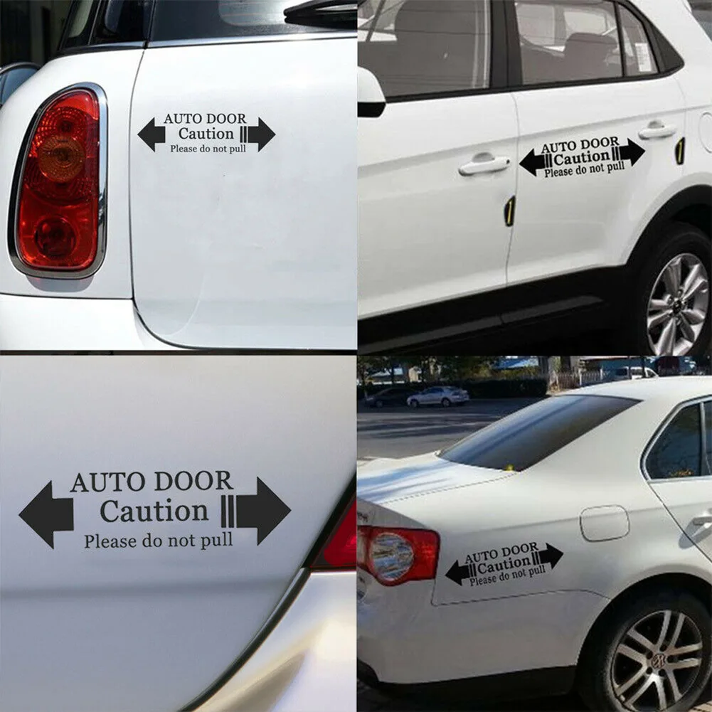 Decal for Vehicle Automatic Doors with Legible 'Caution Auto Door Please Do Not For Pull' Messaging in English