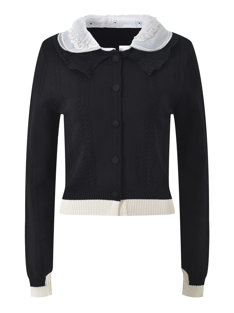 Ele دمية طوق سترة مشغولة من الصوف طويلة Sve اللون بلو المرأة الأعلى Sli التنقل Sle لمط الخريف مزيج القطن