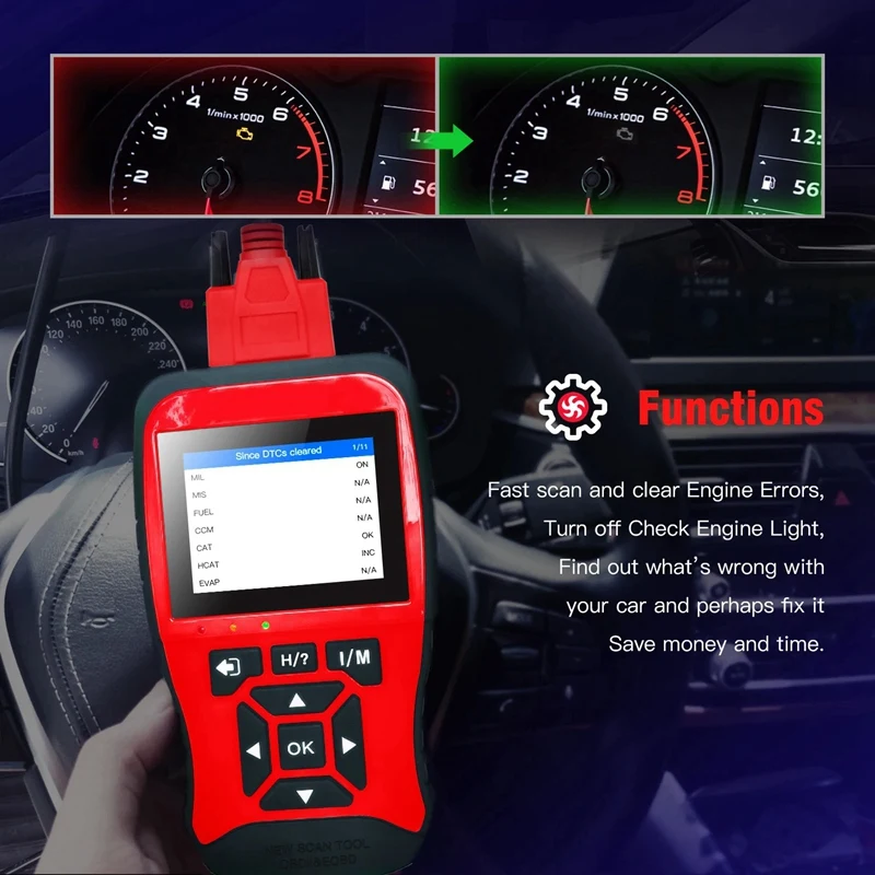 Code Reader Generation Auto Diagnostics Tools OBD2 Scan Tool With I/M Readiness Mode6 , Mode 8 Durable