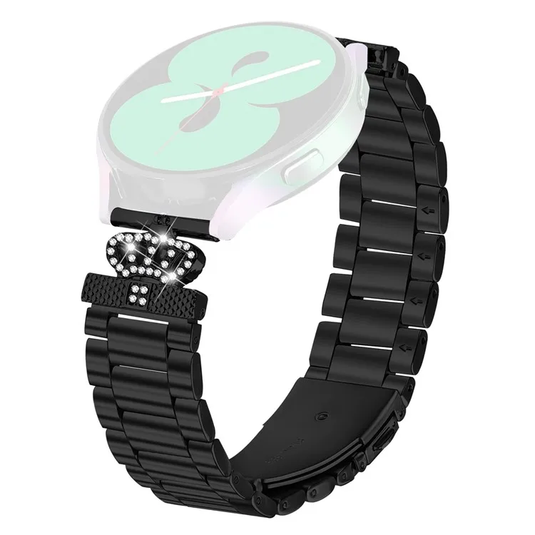 

For Haylou BLING LS12 Stainless Steel Strap Crown Shape Rhinestone Decor Watch Band - Black