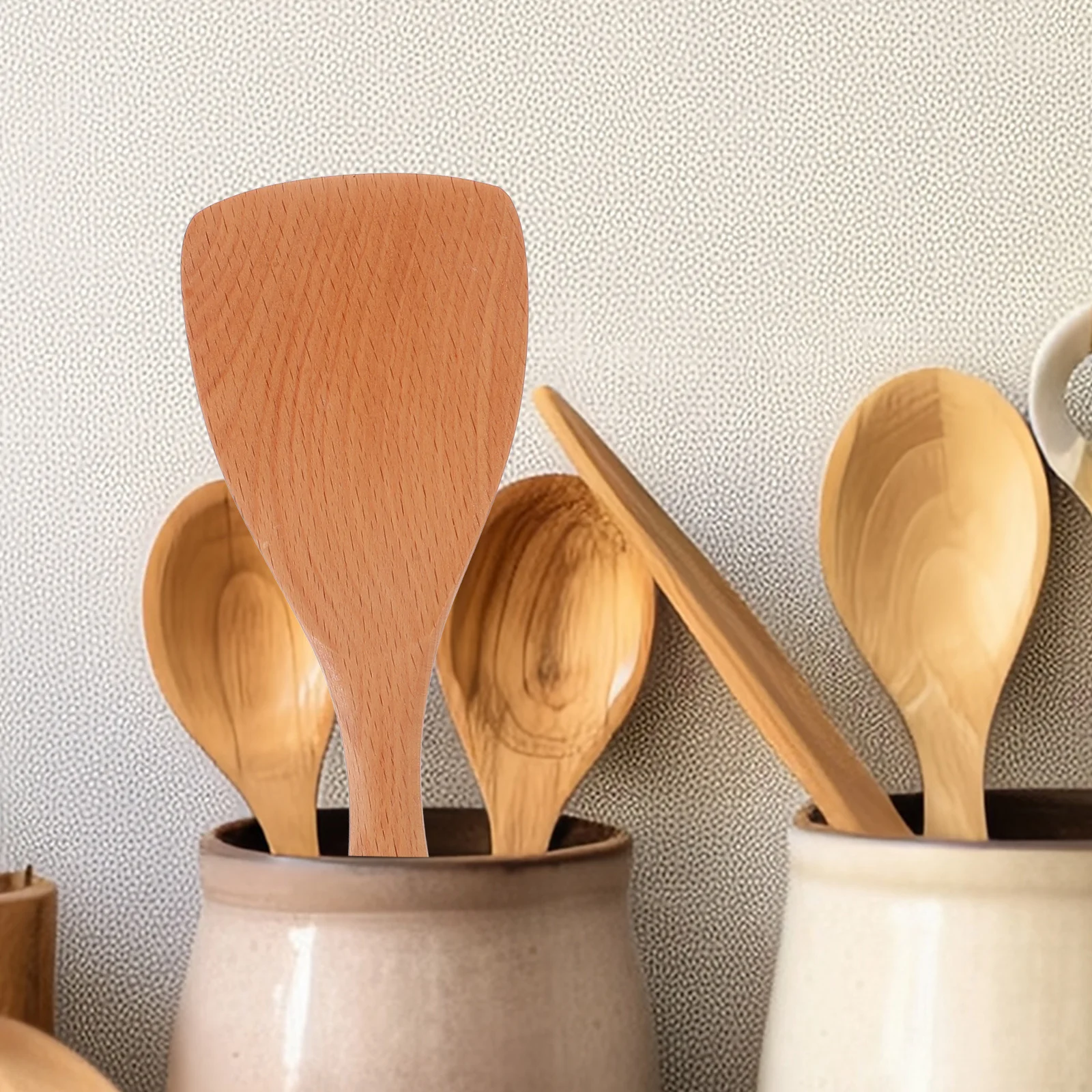 

Beech Wood Natural Wooden Kitchen Paddle For Serving Stirring Soups Curries Coffee Desserts Home Rice Spoon Kitchen Rice