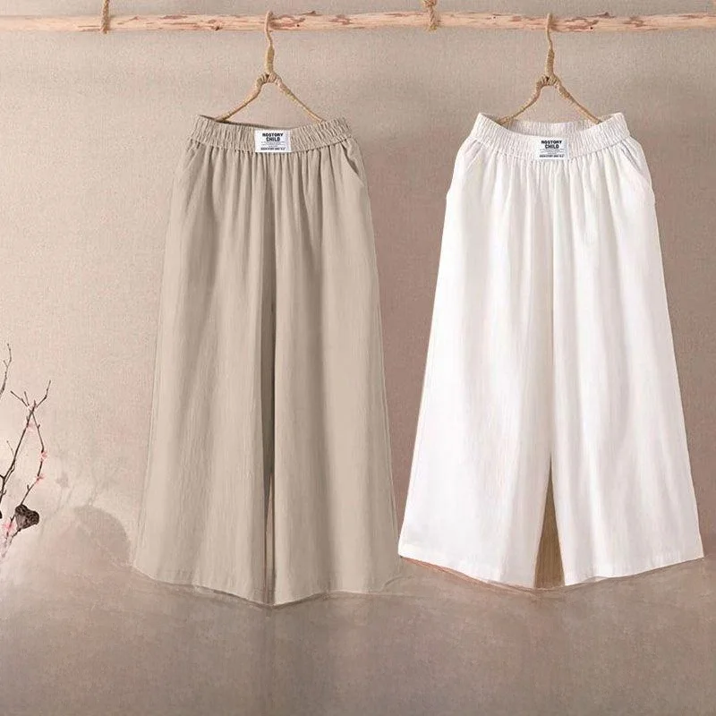 High Waist Wide Leg Pants Women's  Color Casual Summer New Loose Fit Versatile Slimming Seven-Foot Pants Two-Piece Set