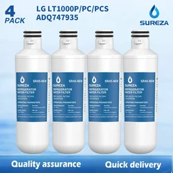 Substituição do filtro de água para geladeira LG, LT1000P, ADQ74793501, LT1000PC, LT1000PC, LT1000PC, MDJ64844601, Kenmore 46-9980,4 Pacote de substituição