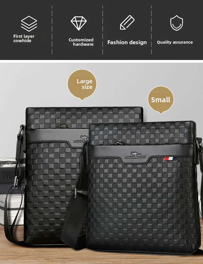 Echte Oberschicht aus Rindsleder für Herren, einzelne Umhängetasche, 2025, neuer Stil, männlich, lässig, Business-Tasche – Detail 2