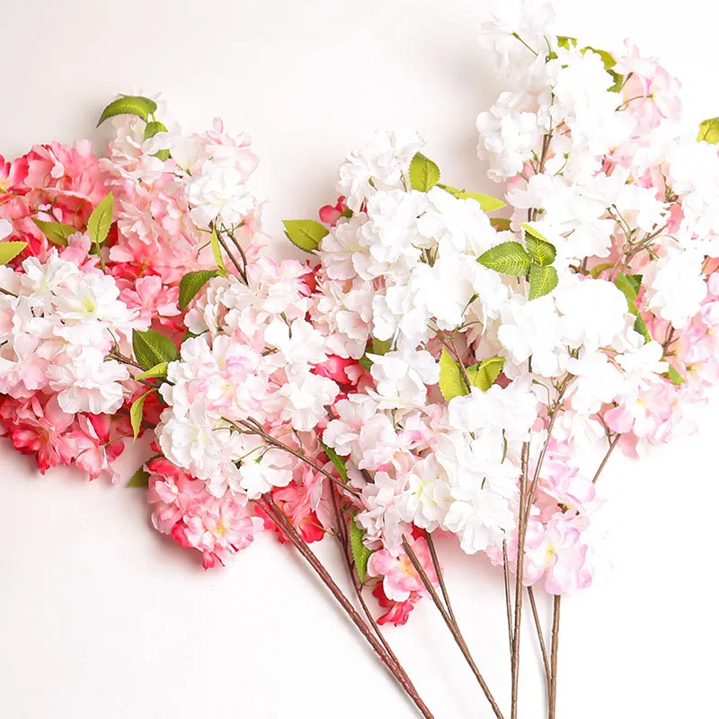 42Inch Simulated Flower Silk Cherry Blossom Branch for Wedding Party Home Decoration Artificial Flowers