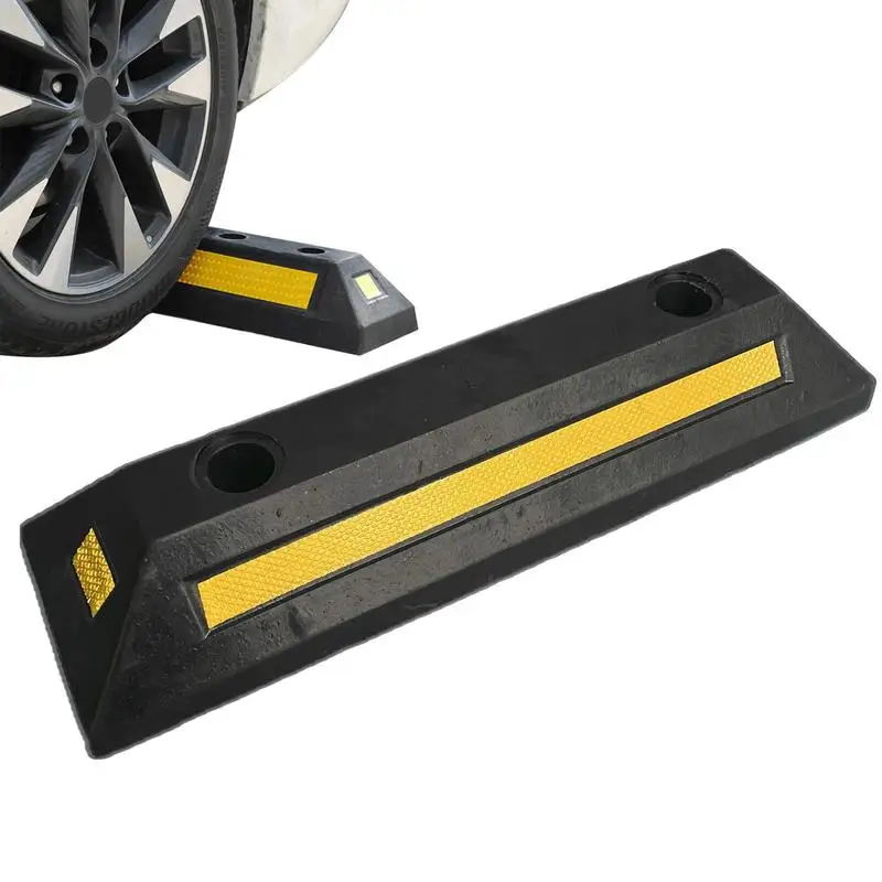 Garage Parking Stops Heavy Duty Rubber Parking Curb Guide With Yellow Reflective Tape Driveway Car Garage Wheel Stopper