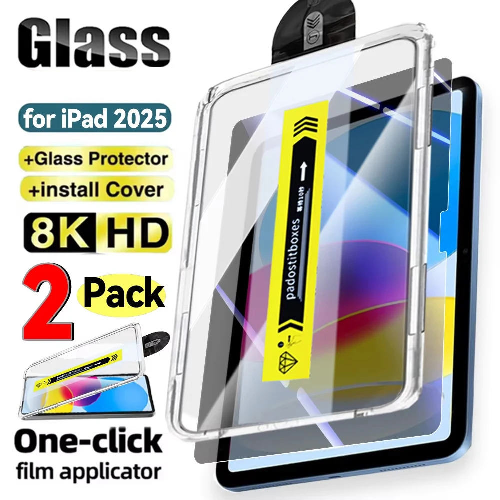 2PCS Dust Free Installation Tempered Glass for iPad Pro 11 12.9 10 9 8 7 Air 5 4 3 2 13 Mini 6 5 4 Screen Protector