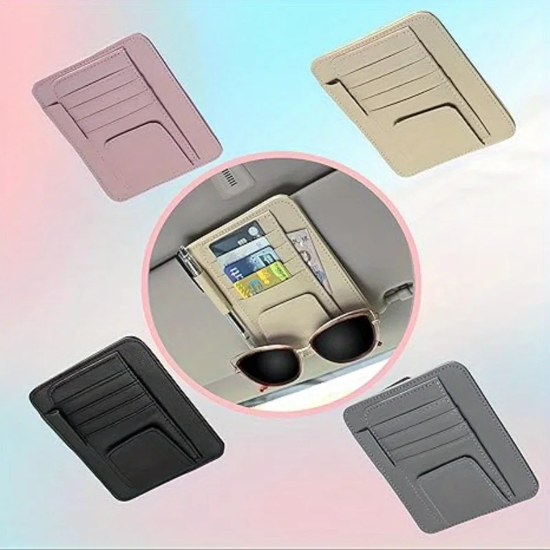 Car Sun Visor Organizer Multi-Pocket Auto Interior Accessories Pocket Organizer Car Document Storage Pouch Pen Holder