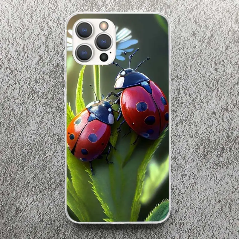 Insect Seven-Star ladybug Phone Case For Apple iPhone 16 15 14 13 12 11 Pro Max Mini XS XR X 7 Plus 8 + SE Soft Silicone Print S