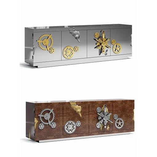 Portuguese Luxury Gear Entrance Porch Cabinets Upscale Villa Luxury Solid Wood Side Cabinets Minimalist Modern Living