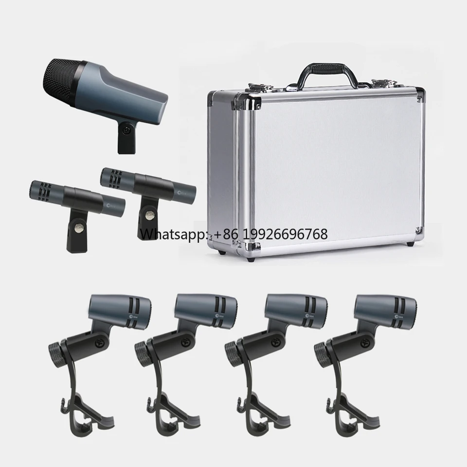 

Professional 7-Piece Drum Microphone Kit Dynamic Wired Instrument Microphone for Drum Made of Metal and Plastic