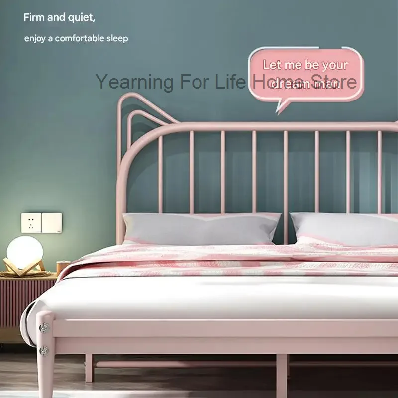 سرير مصمم من الحديد الصيني للفتيات، مكياج بسيط، سرير مزدوج مريح للأميرة، أثاث صالونات التجميل غير عادي لغرفة نوم الزفاف #3