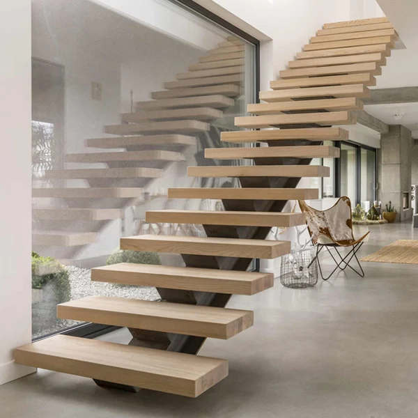 سلالم من الخشب الصلب المستقيم على الطراز الحديث، أرضيات داخلية فاخرة للفنادق في الأماكن المغلقة #3