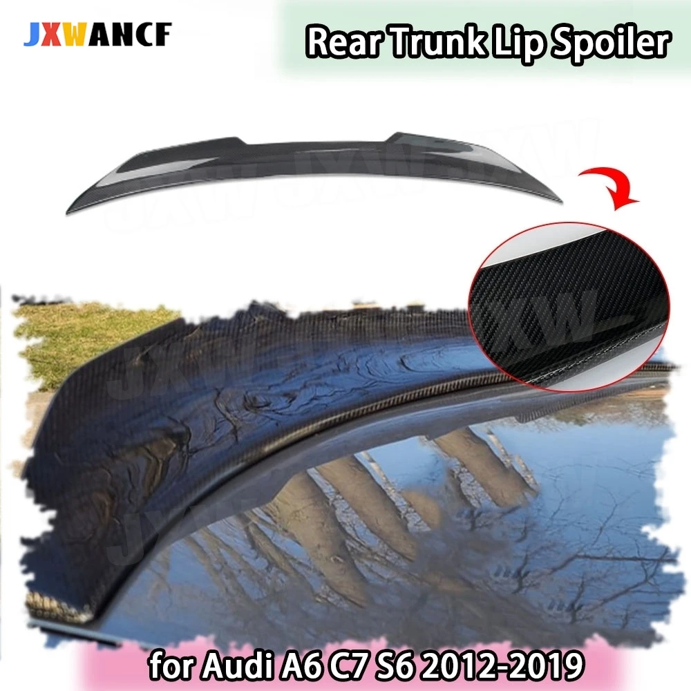 

JXWANCF Углеродное волокно для Audi A6 C7 S6 2012-2019, задний спойлер багажника, FRP P-стиль, задний спойлер багажника, задний спойлер, крыло