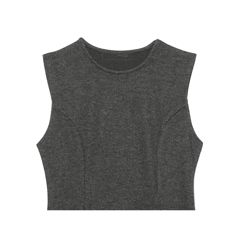 TFMLN Elegantes Damen-Set aus asymmetrischem Oberteil und Hose mit weitem Bein, 2-teilig, modisch, lässig, einfarbig, ärmellos, Neuheit – Detail 5
