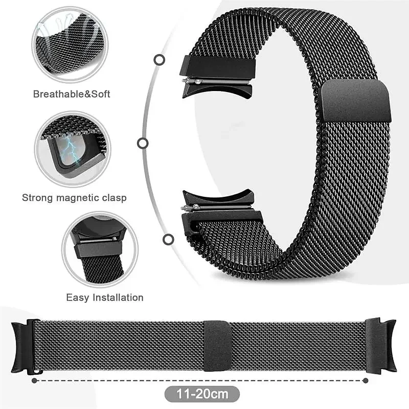 Metal Strap+Case for Samsung Galaxy Watch 6 4 5 40/44mm Classic 43/47mm Quick Fit Curved End Milanese Band Watch 5Pro Bracelet