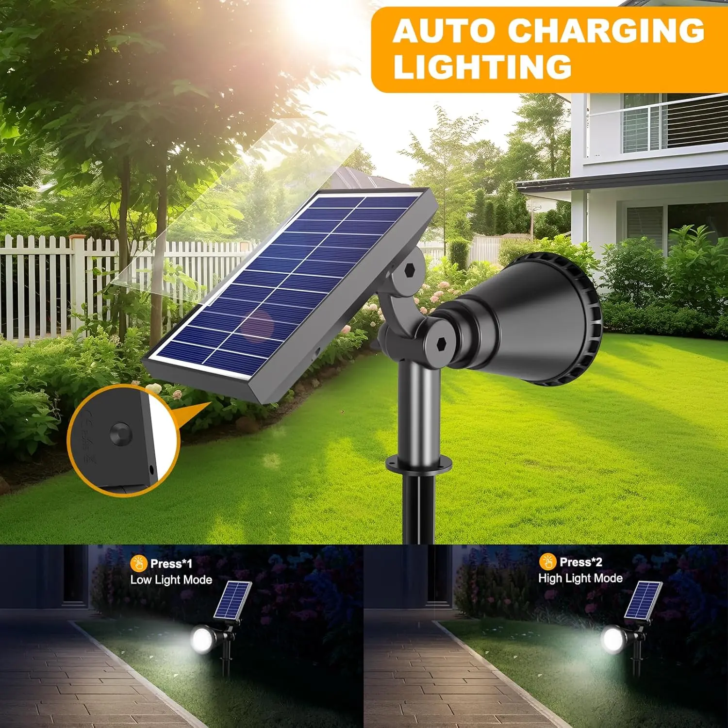 36 LEDs Solar Spot Lights Outdoor, 1000LM Adjustable Waterproof Landscape Lighting for Garden Yard Pathway - 4 Pack Cool White