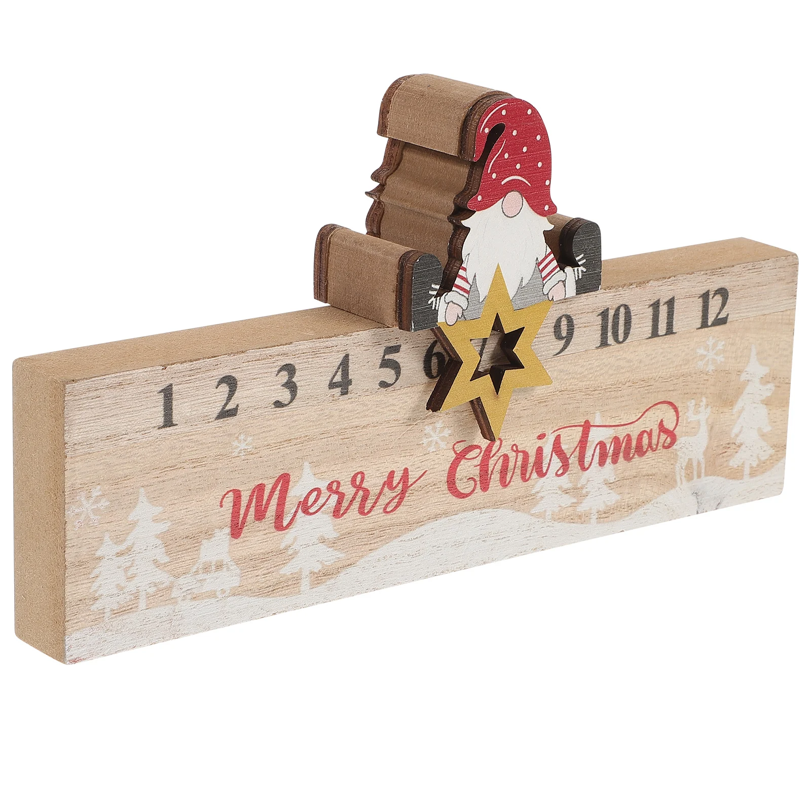 

1pc Wooden Christmas Calendar Christmas Calendar Santa Claus Desktop Decor Home Office Ornament Safe Reminder