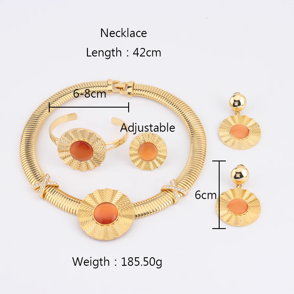 Luxuriöser Hochzeitsschmuck für Damen, Trendige Modeschmuck-Kollektion 2026, 18K Brasilianisch-Italienisch Vergoldete Schmucksets im Angebot – Detail 21