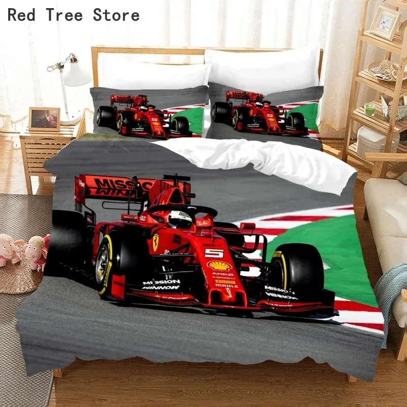 

Red Racing Car 3D Kids Boy Bedding Set F1 Game Racer Printing Duvet Cover 3pcs Bedclothes with Pillowcase Twin Full Bedspread