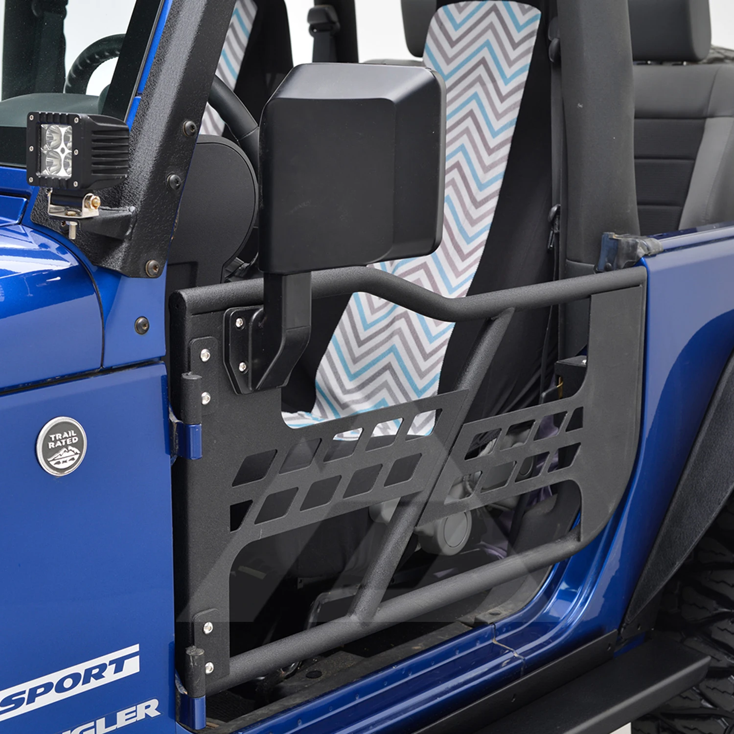 فولاذ أسود 2 باب نصف باب أنبوب الباب مع مرآة الرؤية الخلفية الجانبية لسيارة جيب لرانجلر Jk 2007-2017 J197