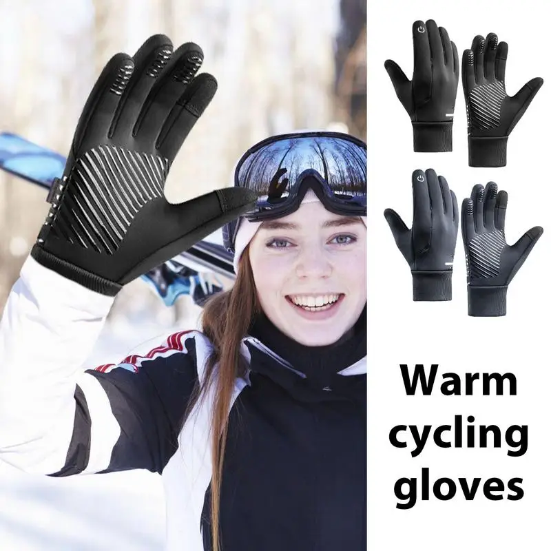 Waterproof Winter Gloves Waterproof Outdoor Screen Touch Mittens Wear-Resistant Shock Absorbing Bike Gloves Cold-Resistant Full