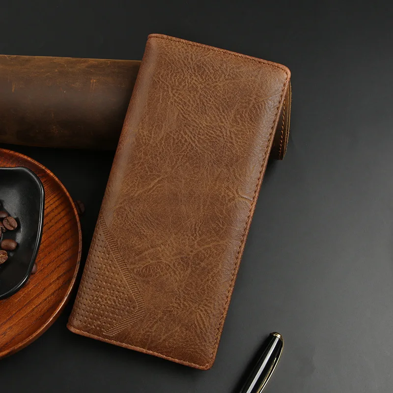 

Мужской деловой кошелек-портмоне, длинный, большой вместимости, с множеством отделений для карт, тонкий, с отсеком для ID, мужской кошелек-флип.