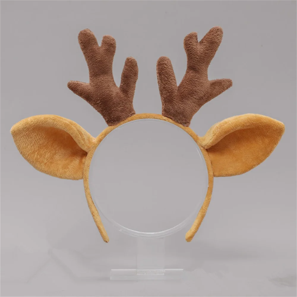 تأثيري الدعامة احتفالية آذان الغزلان القطيفة الكرتون العصابات الشعر لينة زينة عيد الميلاد أغطية الرأس للحفلات التنكرية صور الأطفال #4