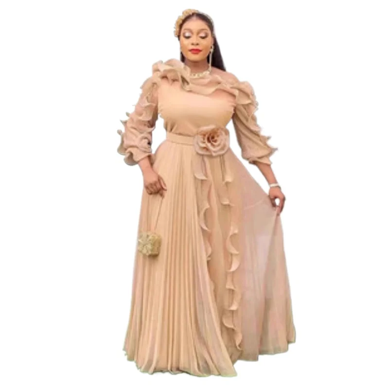 3XL 4XL Plus Size Dresses For Women African Dashiki Chiffon Long Dress Wedding Birthday Party Evening Gown Dubai Turkey Clothing