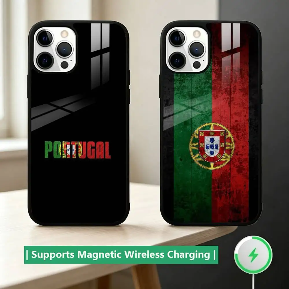 

Football Support Portugal Flag Phone Case For iPhone17,16,15,14,13,12,11 Plus,Pro Compatible with magnetic wireless charging