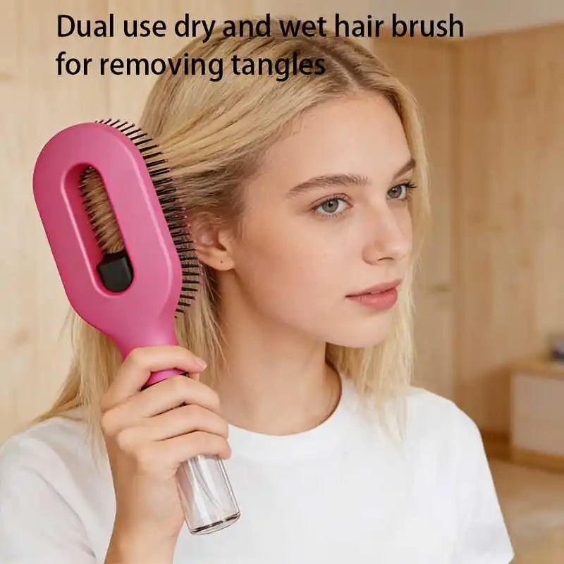 Neue 2-in-1-Sprühbürste für Haare, Wassernebel, ätherisches Öl, Sprühbürste zur Kopfhautmassage für Haarstyling, wiederverwendbar, Herbst und Winter – Detail 3