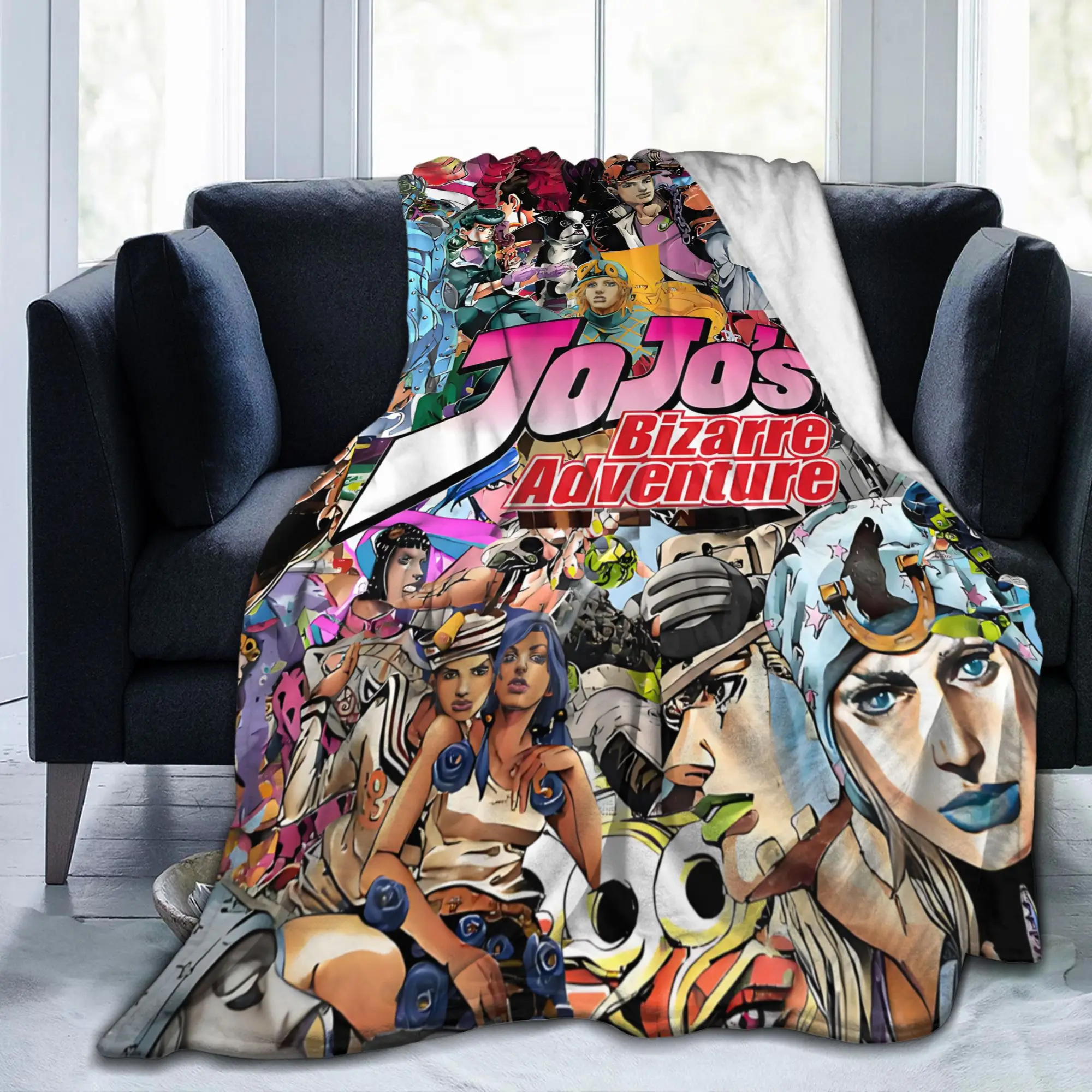 Custom JoJos Bizarre Adventure Blanket Soft Flannel Fleece Warm Japanese Throw Blankets for Travel Bedroom Couch Bedspreads