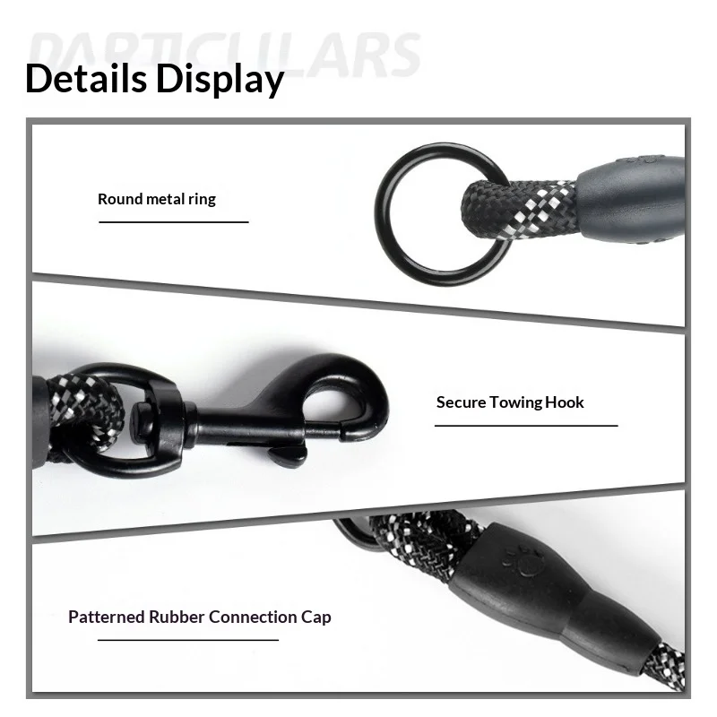 Nylon Weave Three Heads One Drag Three Dog Leash Round Rope Pet Traction Belt Dog Chain Strong Safety Dogs Lead Foam Handle - view 6