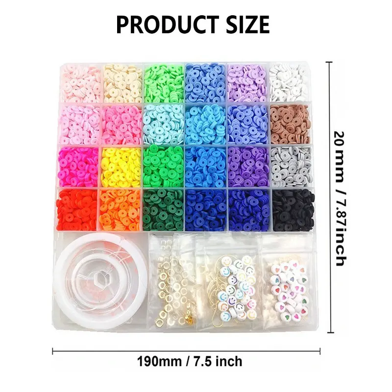 6000 Pcs Clay Beads Bracelet Making Kit Friendship Bracelet Kits Flat Beads for Jewelry Making Bracelet Necklace DIY Crafts Gift view 3