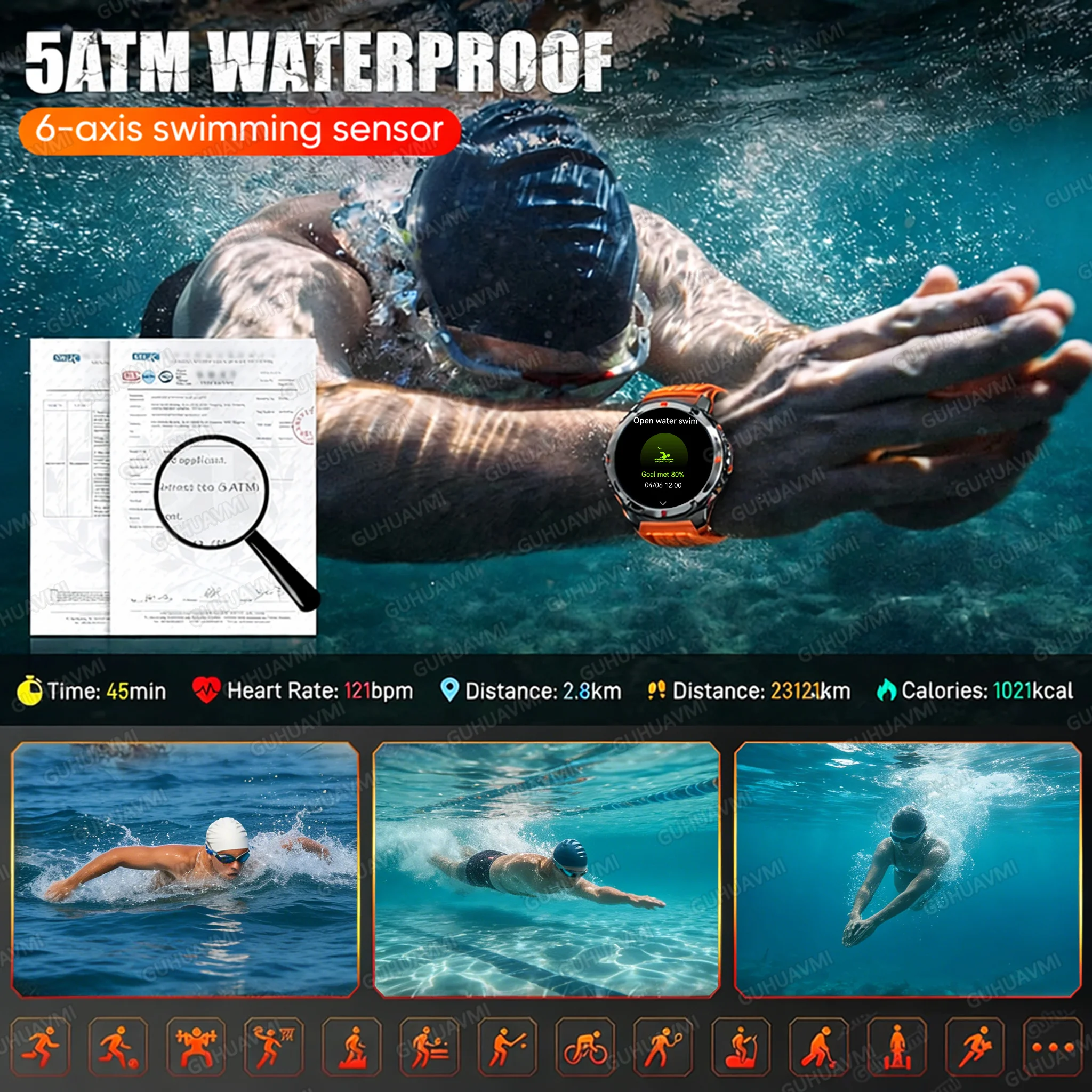 

2026 Dual-Band GPS Smart Watch 10ATM Waterproof 1.75" AMOLED Outdoor Compass Barometer Altimeter 170+Sports 1000mAh Smartwatches