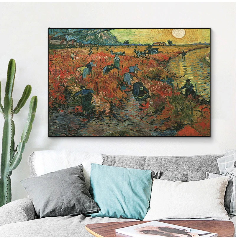 Red Vineyards by Van Gogh Famous Landscape Oil Painting Reproductions on Canvas Posters and Prints Wall Picture for Living Room