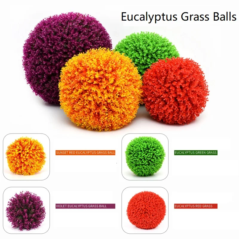 18/25/30/35cm Artificial Eucalyptus Leaf Grass Ball Fake Grass Home Garden Landscaping Wedding Decor Yard Simulation Green Plant