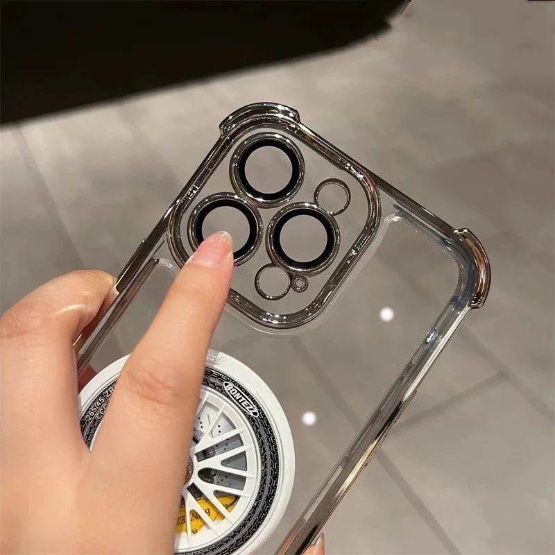 Luxury Plating Fidget Spinner Stand Holder For iPhone 15 14 13 12 11 16 Pro Max Plus For Magsafe Wireless Charge Magnetic Cover