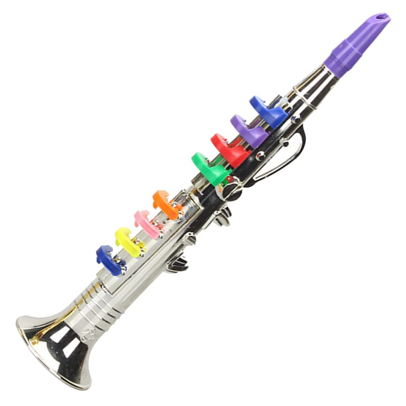 8 Tones Simulation Saxophone Toy Props Play Mini Musical Wind Instruments for Children Birthday Party Toy Silver