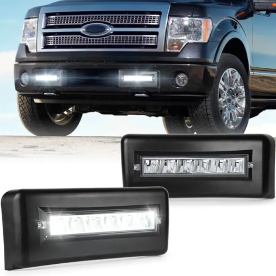 

Bumper Guard Pads with Led Lights, Front Bumper Cover Insert End Caps Replacement for 2009-2014 Ford F-150, Pack of 2 LeftandRi