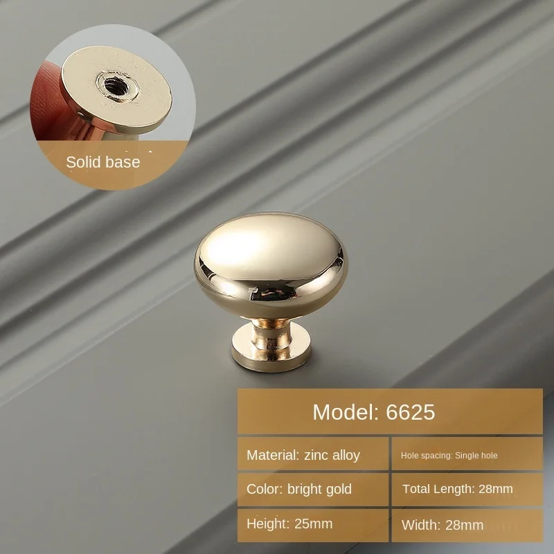 Nordic gold solid zinc alloy single hole handle cabinet drawer wardrobe door handle furniture hardware