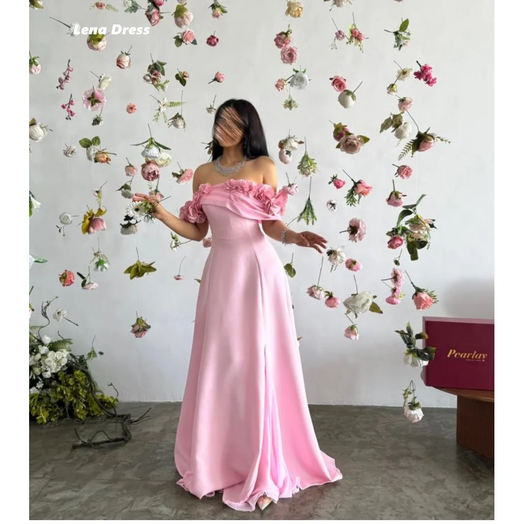 

Lena Off the Shoulders Luxurious Women's Evening Dresses for Formal Occasions Pink Luxury Party Dress Custom Made 3D Flowers