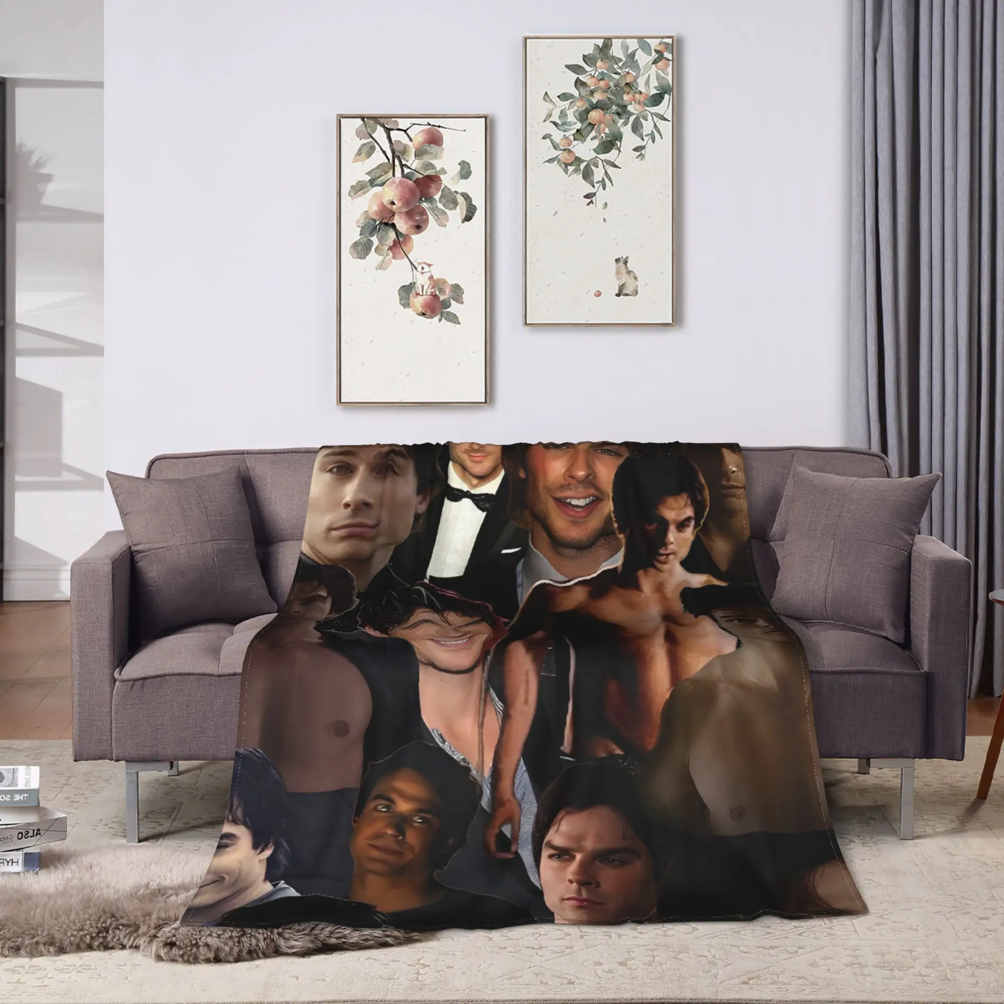 The Vampire Diaries Damon Salvatore  TV Series Blanket  Picnic Flannel Throw Blanket For Home Decor Soft Quality Bedspread Gift