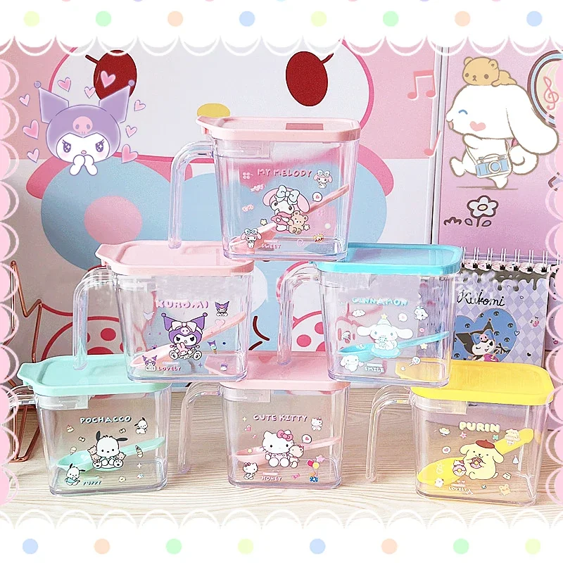 

Новинка, бак для приправ Sanrio для кухни, кавайное приготовление пищи, высокая емкость, влагостойкий аниме Kuromi понравило Hello Kitty, милые подарки для девочек